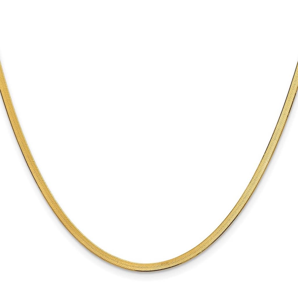 Curata 10k Yellow Gold 2.5mm Silky Herringbone Chain Necklace (Lobster)