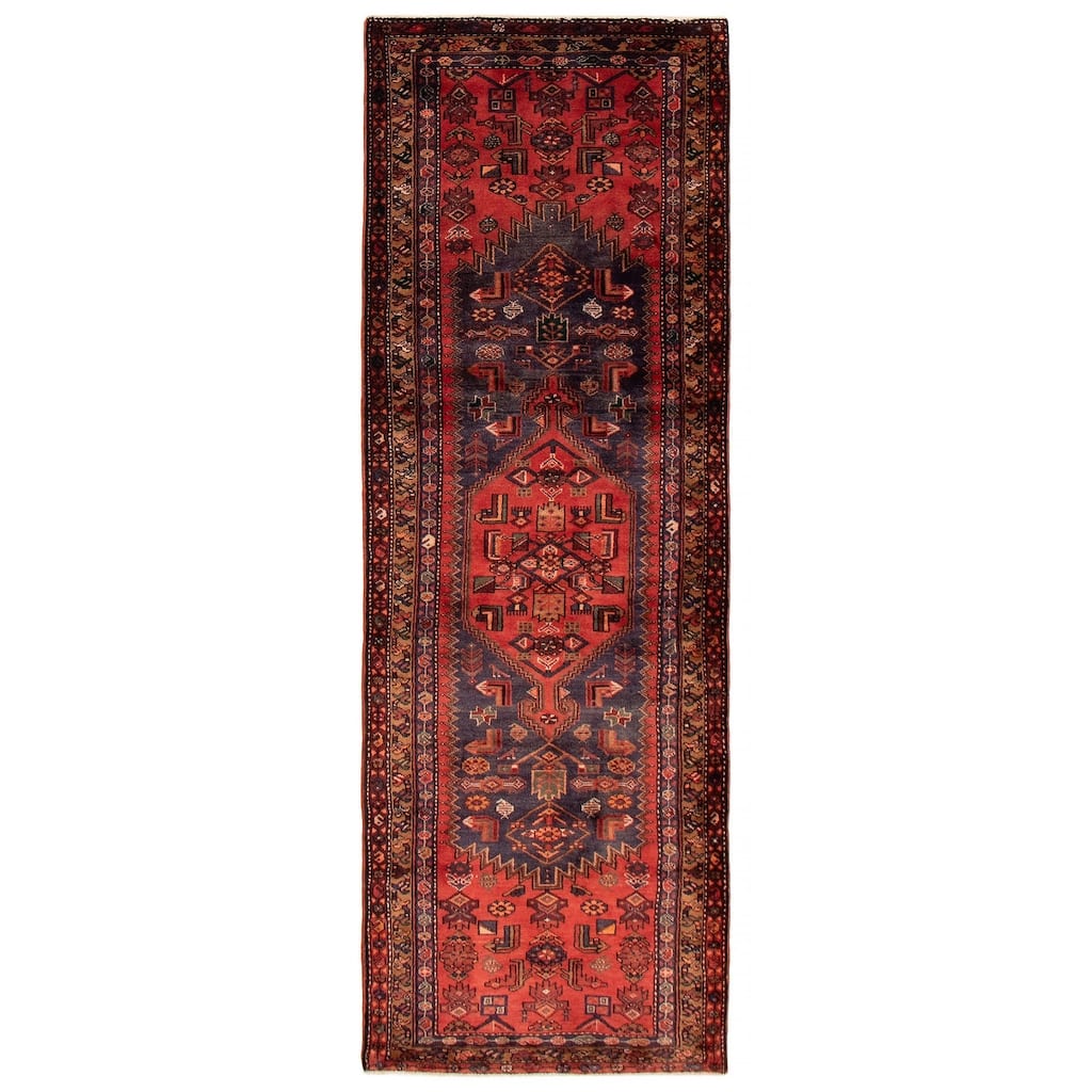 ECARPETGALLERY Hand-knotted Andelz Red Wool Rug - 3'7 x 10'0