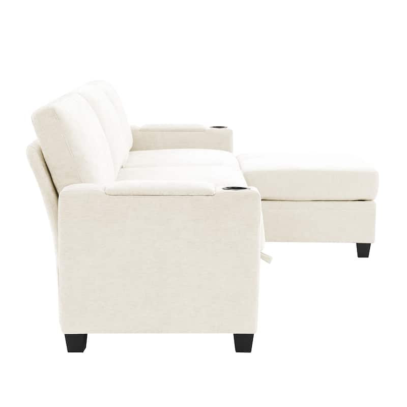 Chenille Storage Sofa, 3 Seats with a Removable Ottoman