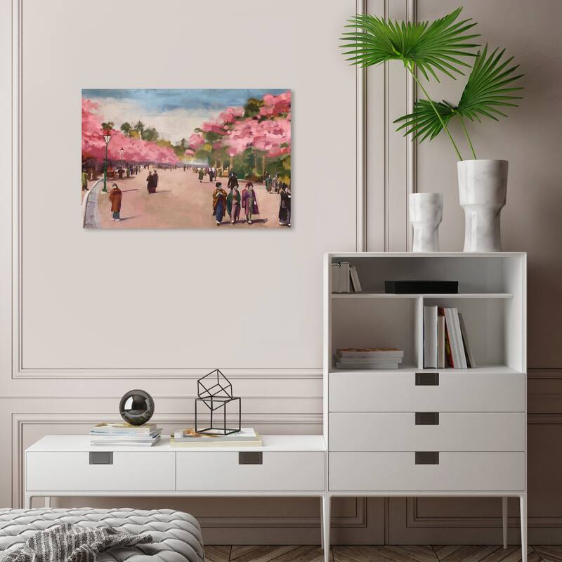 Wynwood Studio Canvas Floral and Botanical Hand Painted View Pink and Global Wall Art Canvas Print - 24 x 16