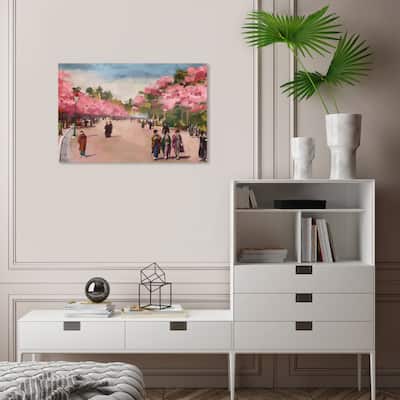 Wynwood Studio Canvas Floral and Botanical Hand Painted View Pink and Global Wall Art Canvas Print