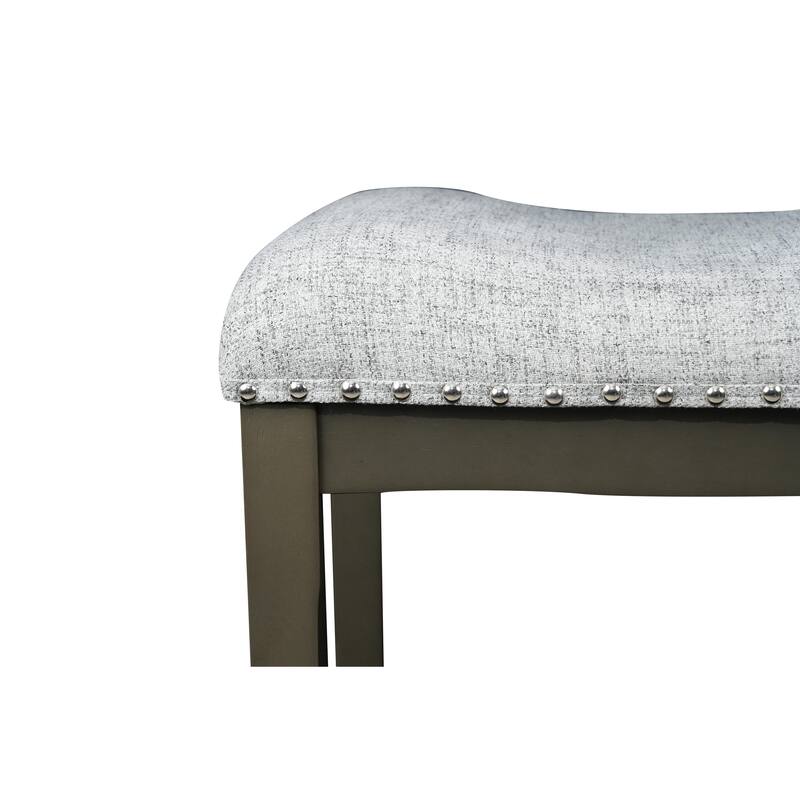 Azalea Park Bar Height Upholstered Wood Saddle Stool - 19 W x 13.25 D x 29 H"