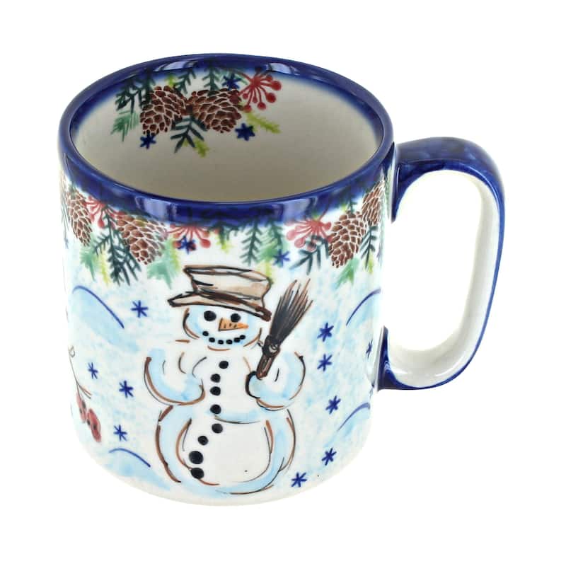 Blue Rose Polish Pottery Vena Mug - Little Snowman