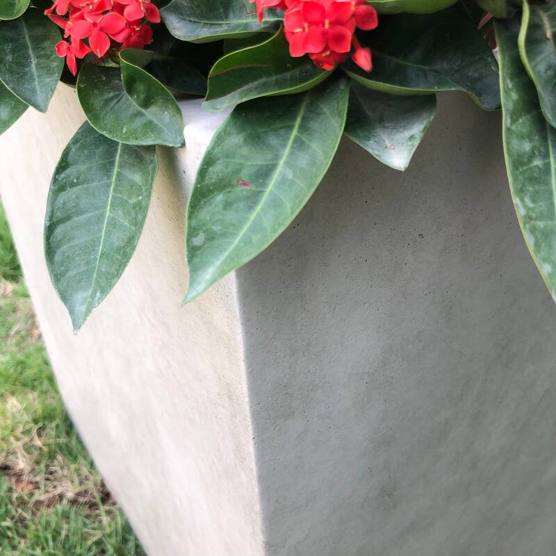 Kante Lightweight Modern Square Planter, Handmade Garden Planter Pot for Indoor Outdoor Use, 10 Inch Tall, Weathered Concrete