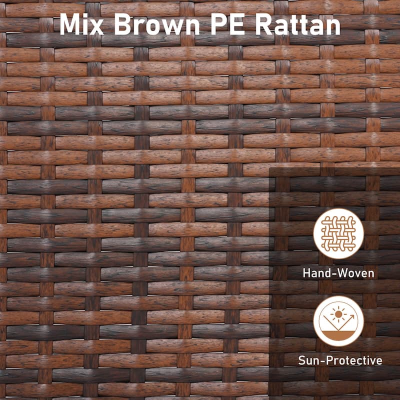 Costway 2 PCS PE Rattan Wicker Ottomans Outdoor Patio Footstools - Mix Brown+Beige - See Details