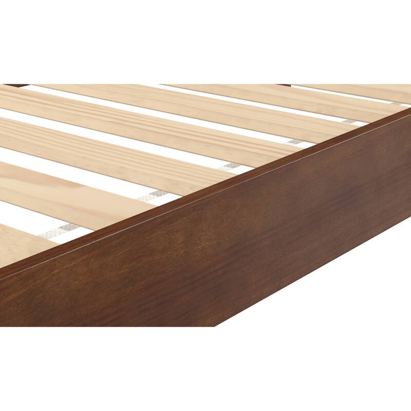 Twin Size Wood Platform Bed with 6.5" Under-Bed Storage and 14-Slat Support System