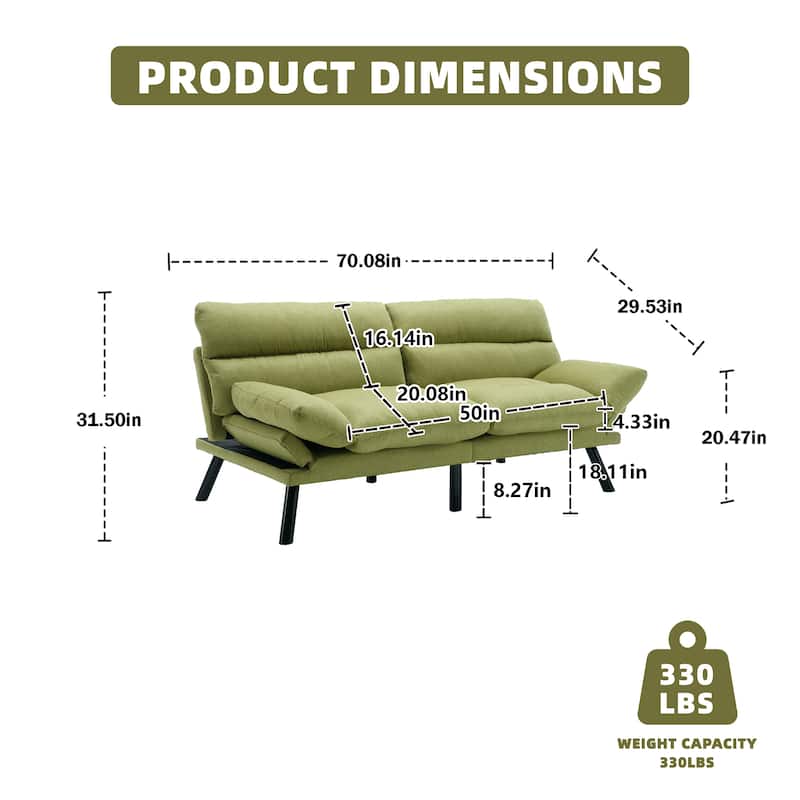 COOLMORE Linen/Microsuede/Teddy Loveseats Convertible Sleeper Sofa with metal feet