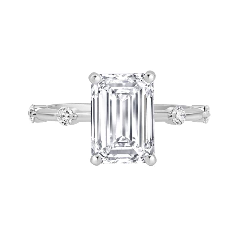 Auriya 14K Gold Tapered Emerald Lab Grown Diamond Engagement Ring 1.12 - 5.28ct. tw. (F-G, VS) - 5.00 carats - 7 - Yellow