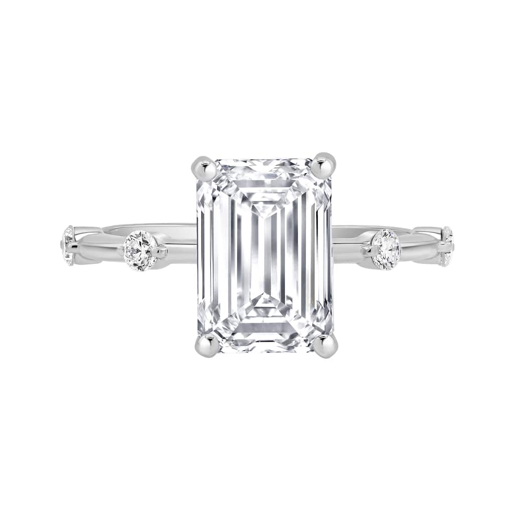 Auriya 14K Gold Tapered Emerald Lab Grown Diamond Engagement Ring 1.12 - 5.28ct. tw. (F-G, VS)