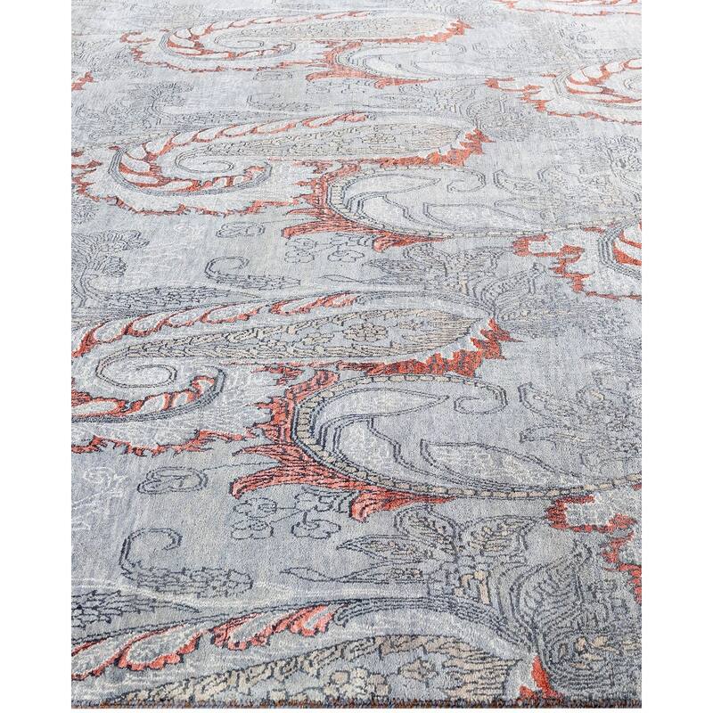 Ikat One-of-a-Kind Handmade Area Rug, Gray - 7' 10" x 9' 10"