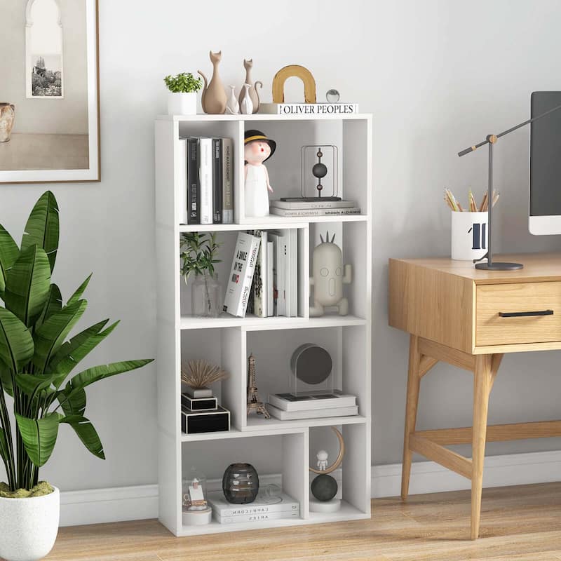 Costway 48" Geometric Bookshelf Open-back Bookcase with 8 Cubes 2 - See Details
