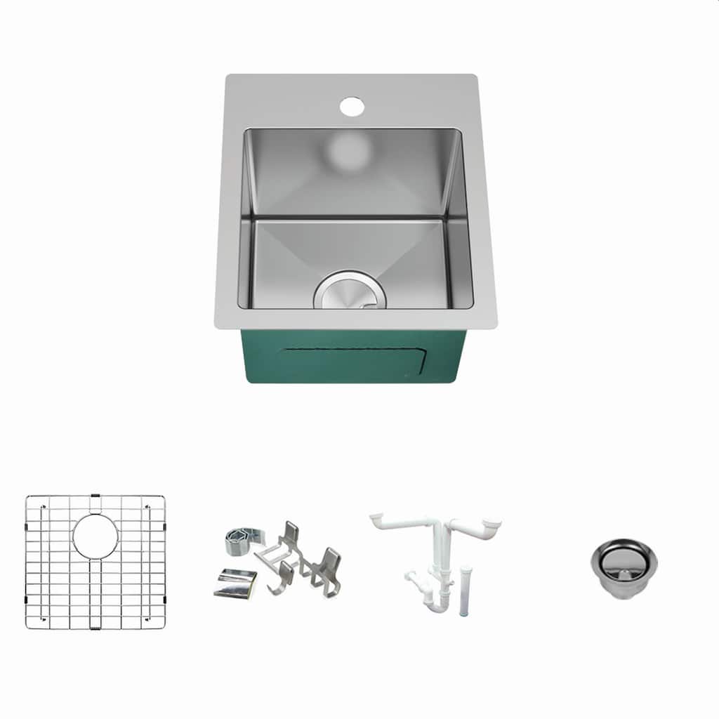 Diamond Sink Kit with Single Bowl, Micro Dual Mount Installation, Magnetic Accessories Kit, and Drain Kit