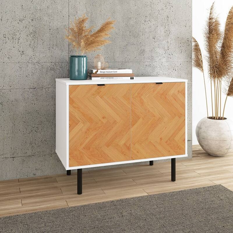 Manhattan Comfort Mid-Century Modern Liam Accent Cabinet - White