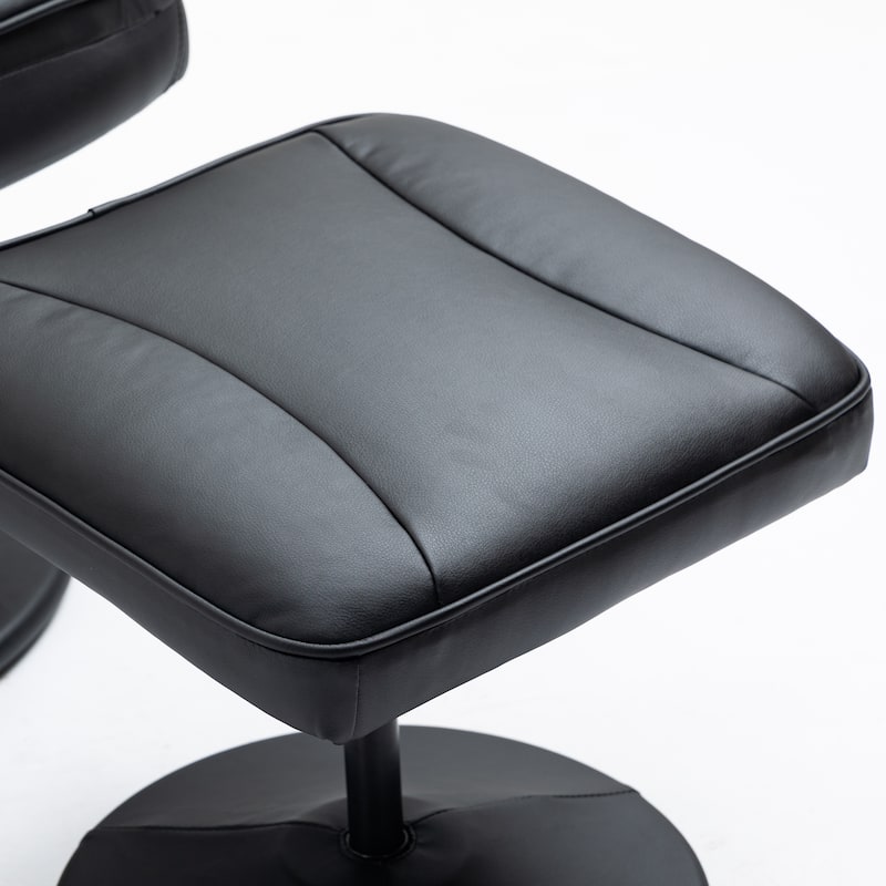 HOMCOM Swivel Recliner, Manual PU Leather Armchair with Ottoman Footrest for Living Room, Office, Bedroom