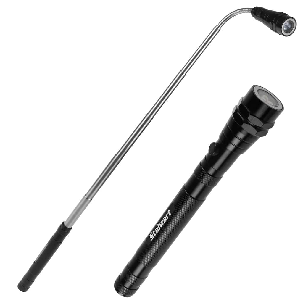 Magnetic Pocket LED Work Light - Flexible, Telescoping Flashlight, and Dual Magnet Bases - Lasts Up to 100,000 Hours by Stalwart