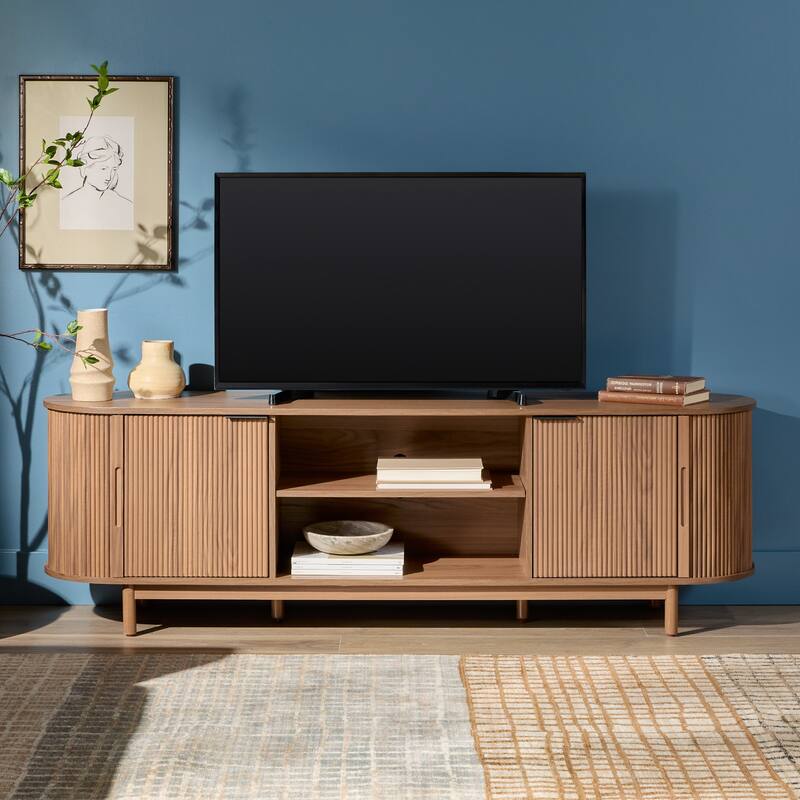 Middlebrook Designs Modern Reeded 70-inch TV Stand with Open Storage - Mocha