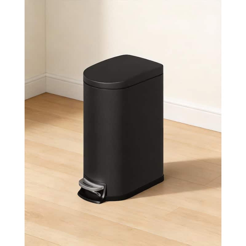 2.6 Gallon/10 Liter Slim Trash Can, with Removable Inner Bucket - Black