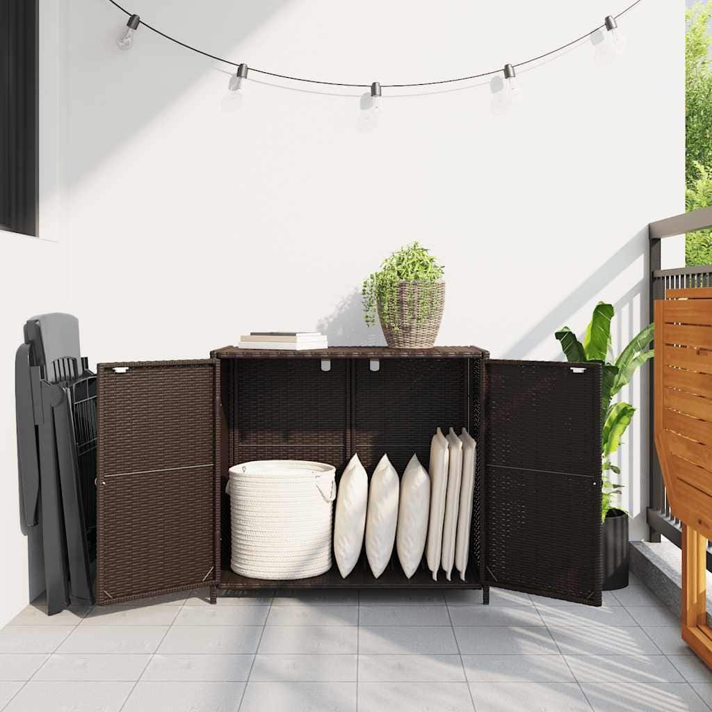 vidaXL Patio Storage Cabinet Box Outdoor Garden Tool Organizer Poly Rattan - 32.7" x 17.7" x 29.9"