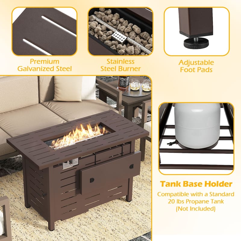 Costway 40-Inch Outdoor Propane Fire Pit with Lava Rocks Removable Lid - See Details