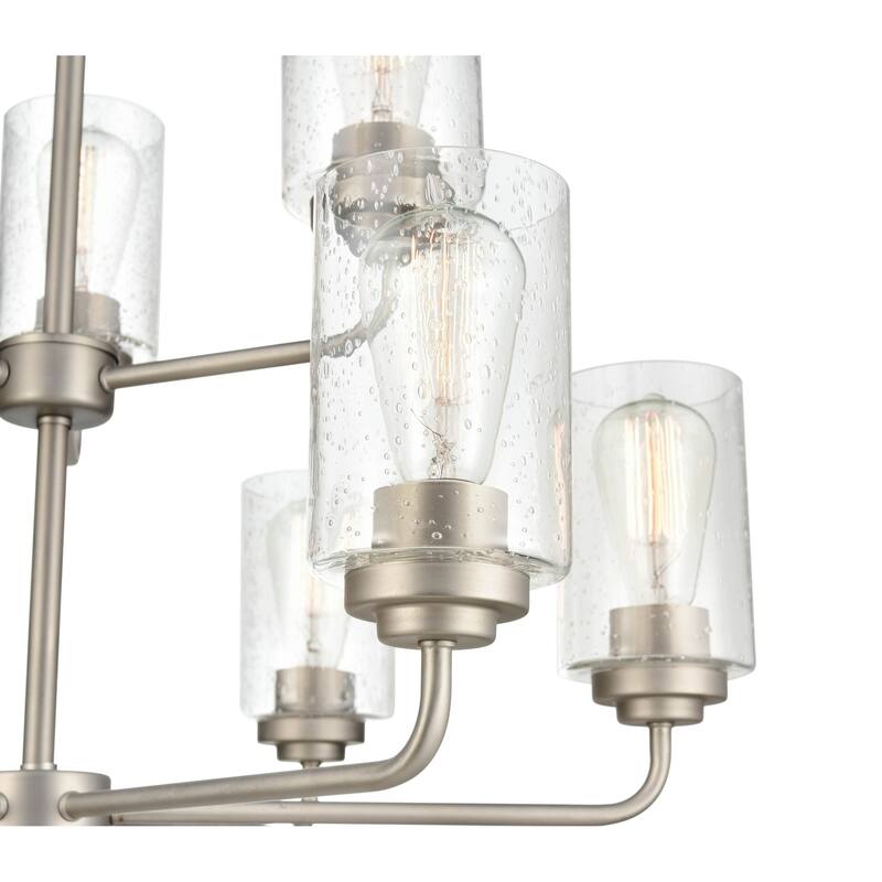 Millennium Lighting Moven 9 Light Chandelier in Multiple Finishes with Seeded Glass Shades