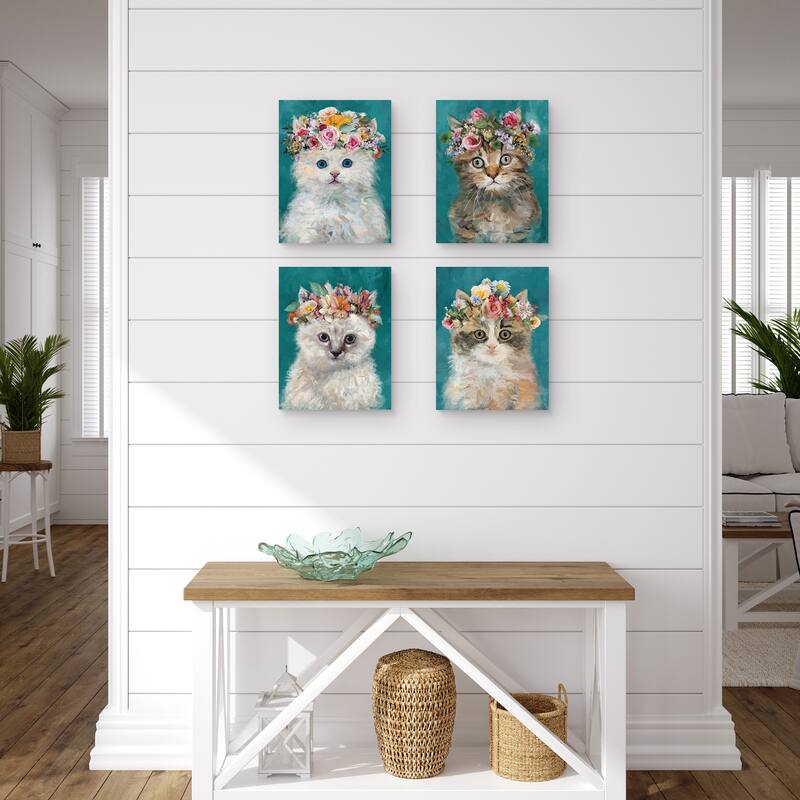 Flower Power Kitty I - IV by Studio Arts Canvas Art Prints