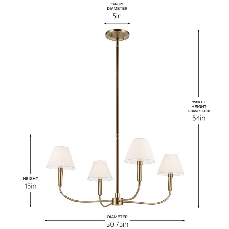 Eadie 30.75 Inch 4 Light Chandelier in Champagne Bronze