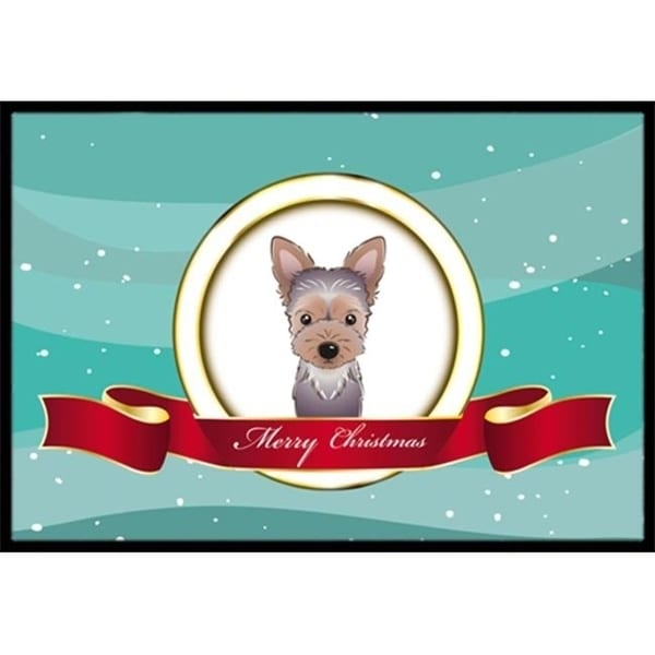 Carolines Treasures BB1542JMAT Yorkie Puppy Merry Christmas Indoor & Outdoor Mat 24 x 36 in.