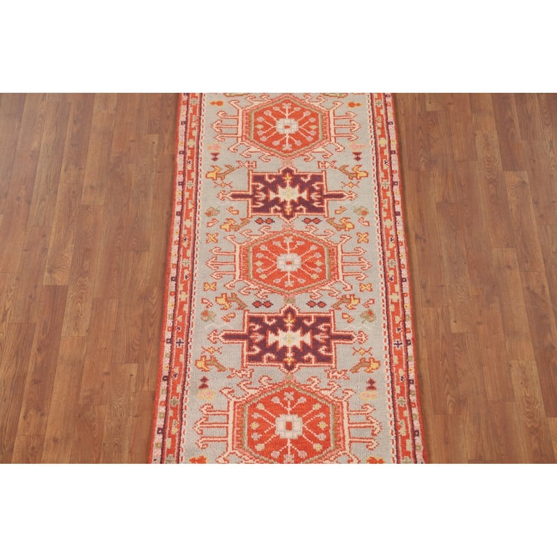 Heriz Serapi Oriental Runner Rug Handmade Geometric Wool Carpet - 2'8" x 7'11"
