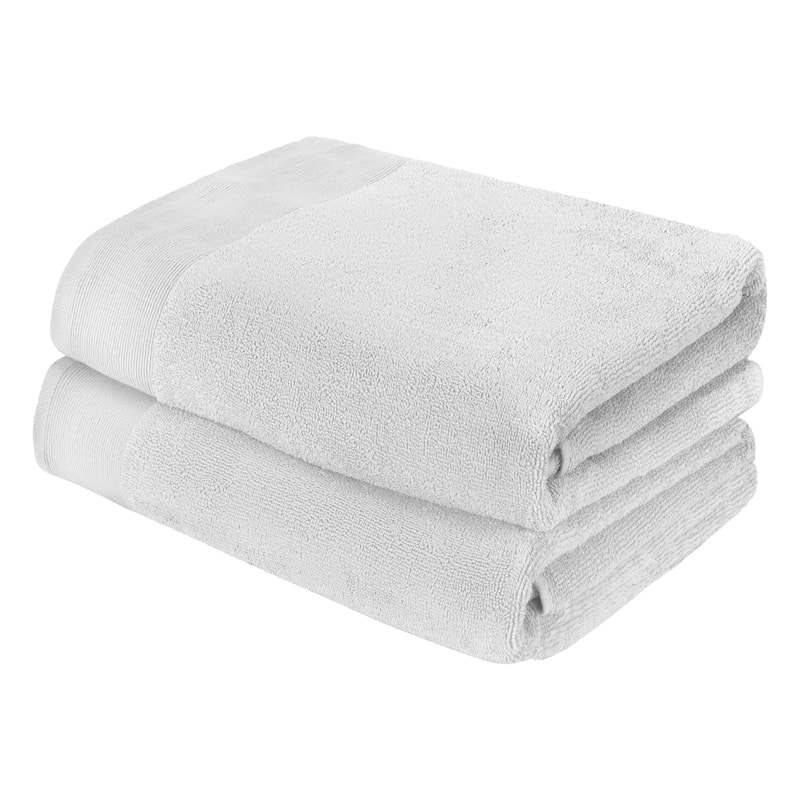 Fabstyles Camelot Bath Towel 600 GSM Zero-Twist Cotton Set of 2 - 27"x52" - White