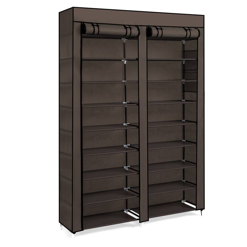 10-Tier Vertical Non-Woven Fabric Shoe Storage Rack with Iron Frame for Home Entryway - 45.25”W x 11.81”D x 62.99”H