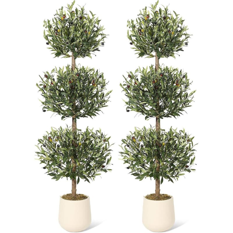 5FT Tall Artificial Olive Tree for Home Office Decor - 2 PCS