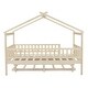 preview thumbnail 57 of 78, Pine Wood House Platform Bed with Trundle and Headboards, Creativity House Shape, Sturdy Construction