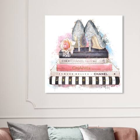 Oliver Gal 'Silver Blush Girlboss' Fashion and Glam Wall Art Canvas Print Books - Pink, Gray