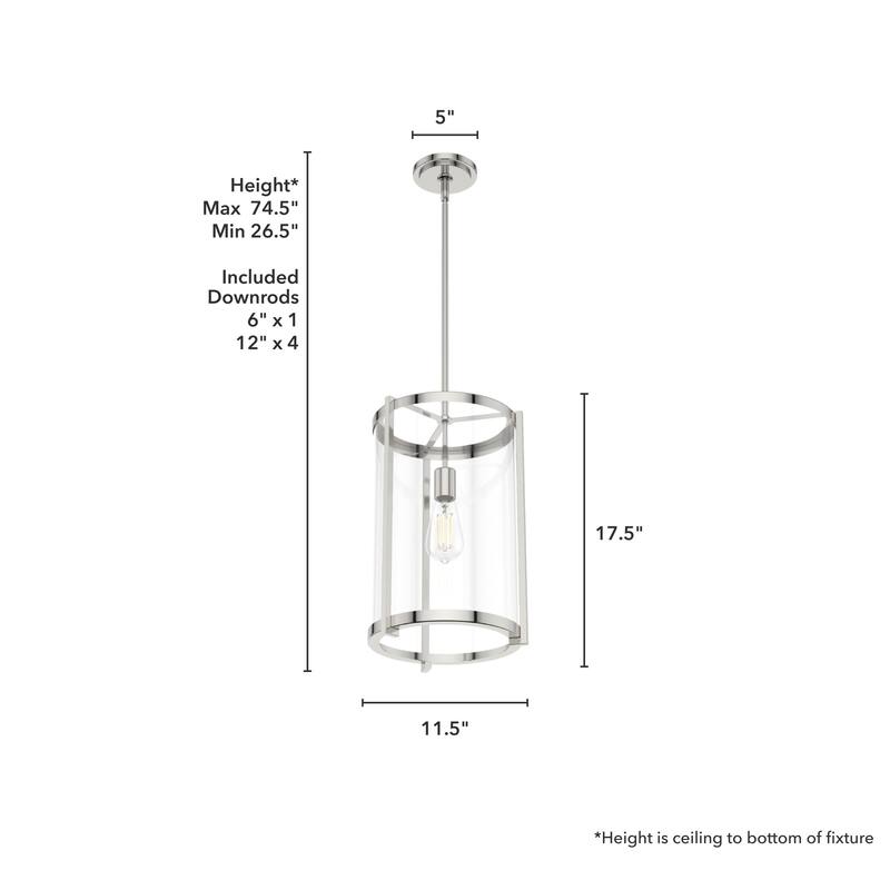 Hunter Astwood 1-Light Pendant - Kitchen Island, Dining Room, Entry - Art Deco, Contemporary, Clear Glass