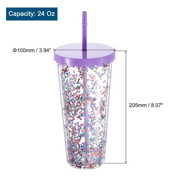 Acrylic Tumbler with Lid and Straw, 24 Oz Reusable Double Wall Cups - Bed  Bath & Beyond - 39029664