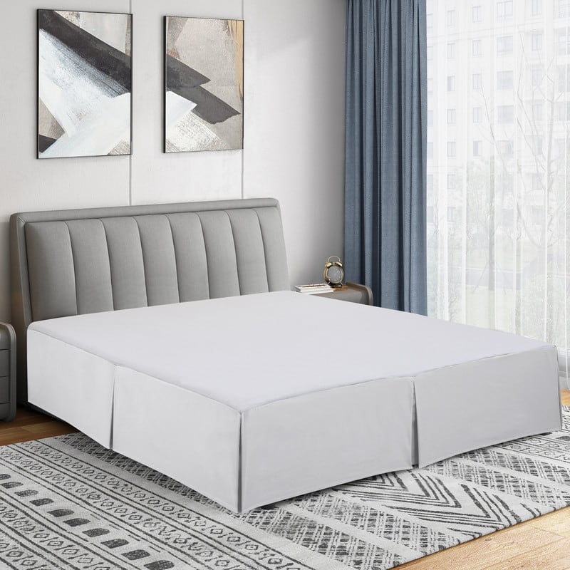 Swift Home Easy Fit Tailored Pleat Microfiber Bed Skirt with 14-inch Drop - California King - White