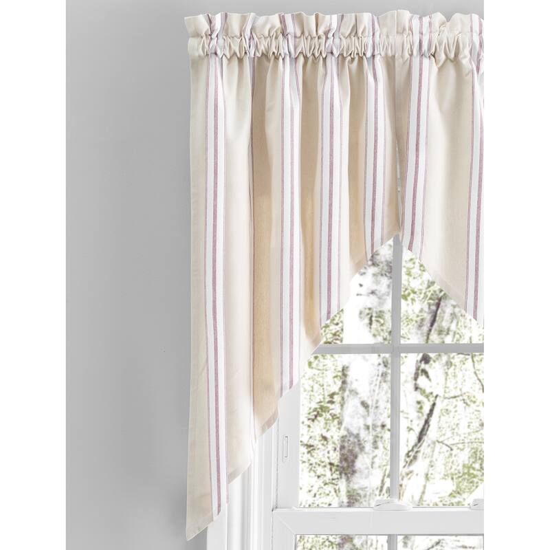 Provence Cotton Rod Pocket Kitchen Curtains - Tier, Swag or Valance (Sold Separately) - 50"W x 36"L Swag Pair - Red