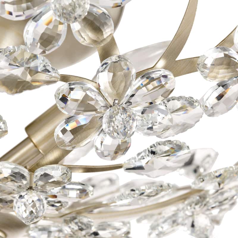 Isabel 5-light Crystal Glass Flowers Blooms Flush Mount