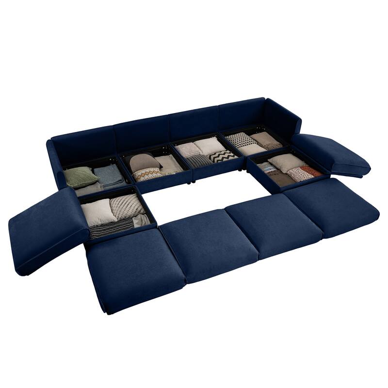 U Shaped Convertible Modular Sectional Sofa Deep Seat Storage Couch