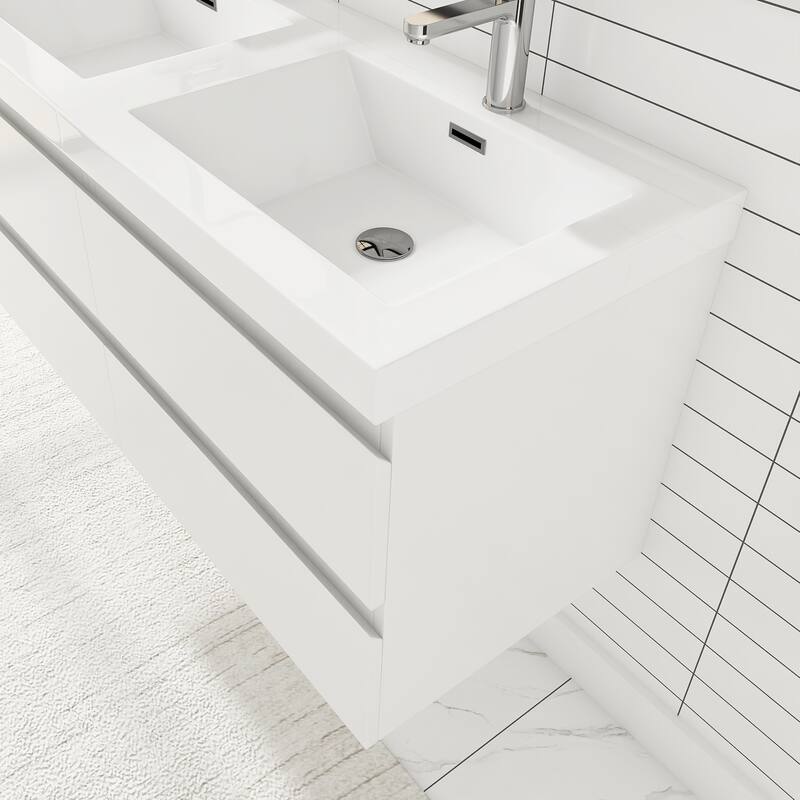 Floating Bathroom Vanity with two Resin Top