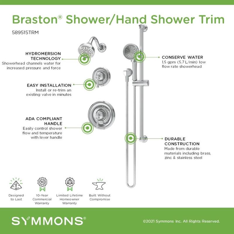 Symmons 589515TRM Braston Shower Only Trim Package with 1.5 GPM Multi