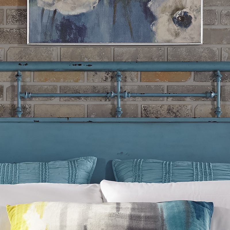 Vintage Series Distressed Metal King Metal Bed