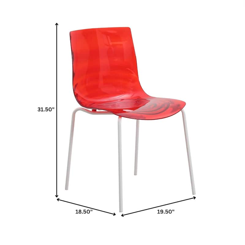 Ergonomic Dinning Chair Ripple Design in White Base Seat Set of 4