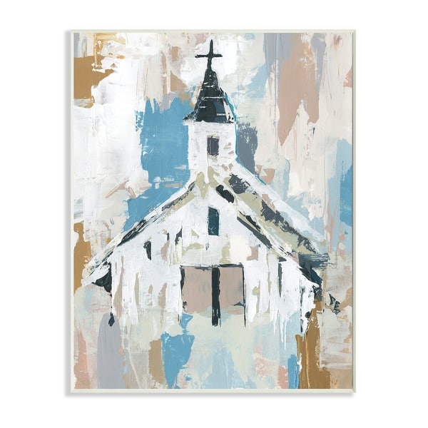 Stupell Industries Distressed Country Church House Abstract Pattern Wood Wall Art - White - Overstock - 32985170
