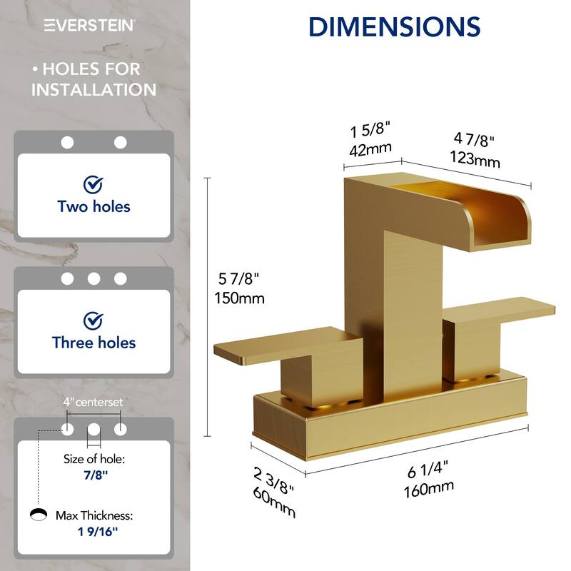 Centerset Bathroom Faucet 2-Handle, 4 Inch Bathroom Sink Faucet with Drain Assembly