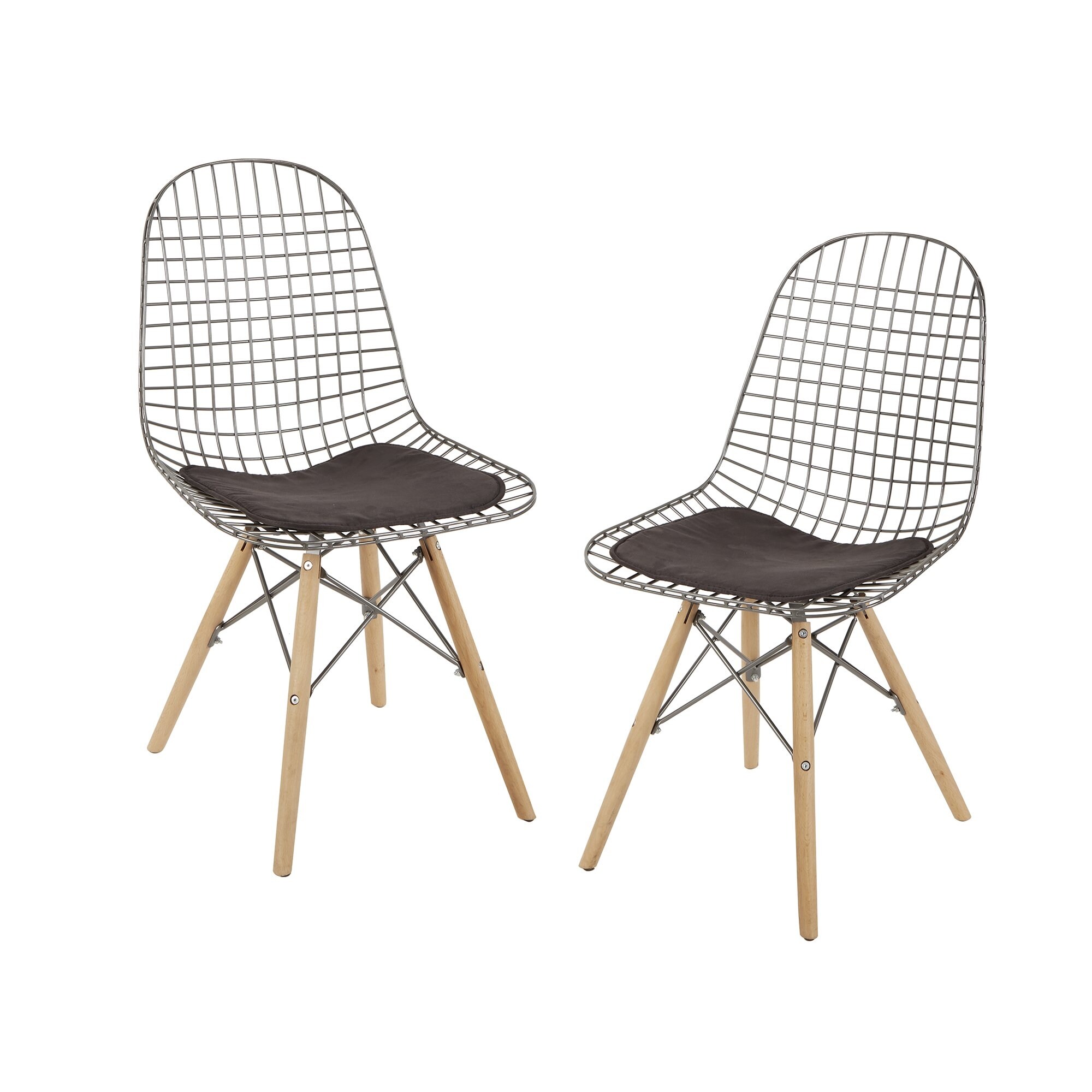 2Pack Industrial Silver Wire Dining Chair with Wood Legs Bed Bath Beyond 37479637