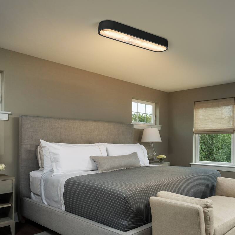 23.6" Dimmable Alabaster Marble LED Flush Mount Ceiling Light for Kitchen Bedroom