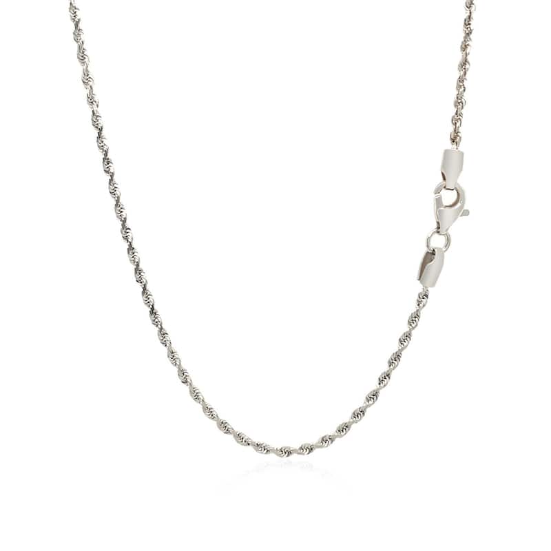 MayaMila 2.0mm 14k White Gold Solid Diamond Cut Rope Chain