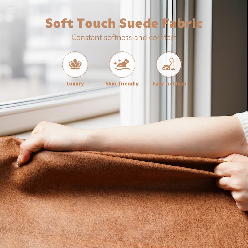 XIZZI Vintage Suede Fabric Office Chair with Armrests and Swivel Base