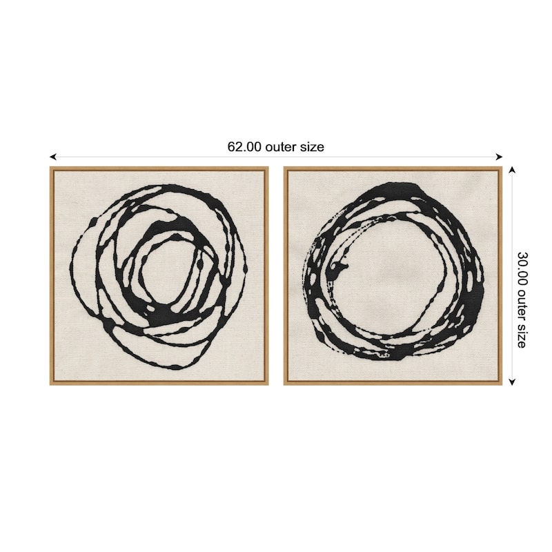 Kate and Laurel Sylvie Flowing Circle Abstracts - 2 Piece Framed Canvas Art Set by The Creative Bunch Studio
